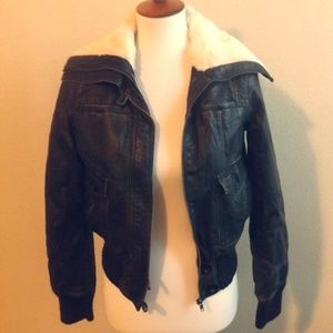 Faux Leather Jacket with Fur Lining